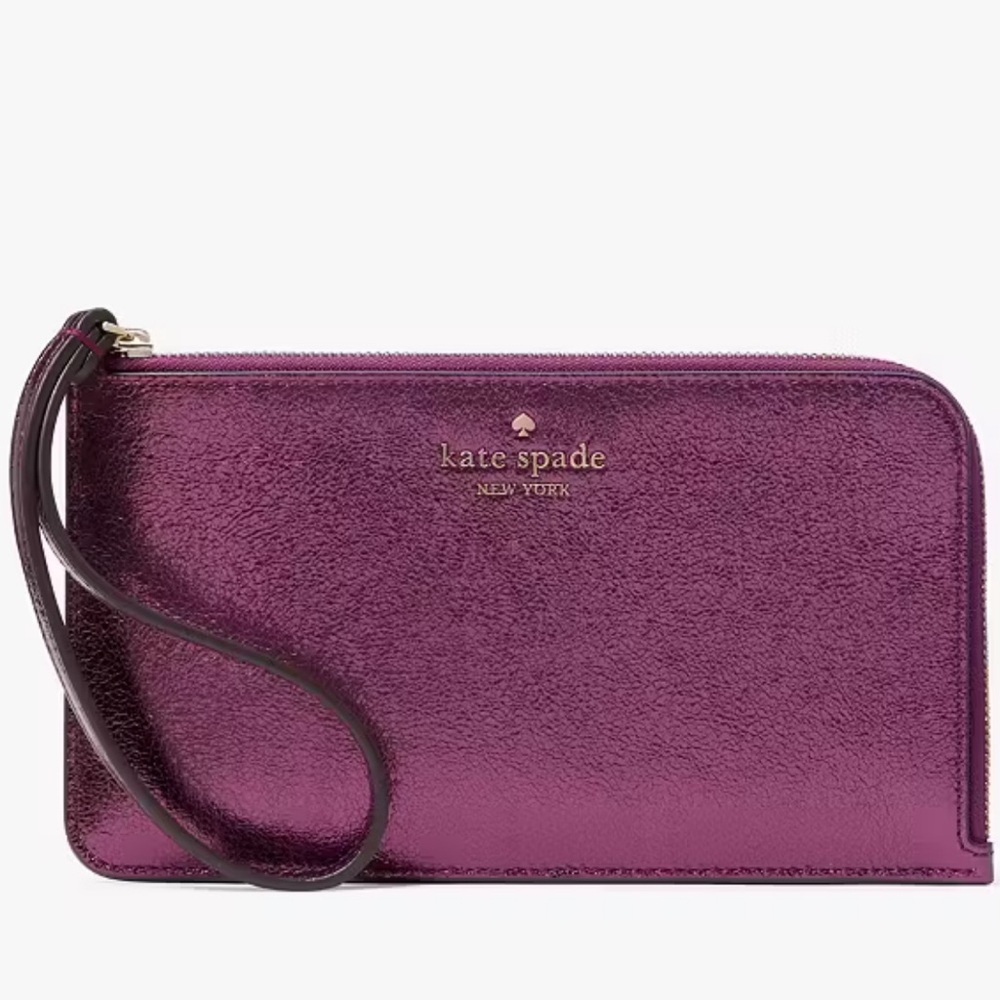 Kate Spade Lucy Metallic Medium Purple Wristlet